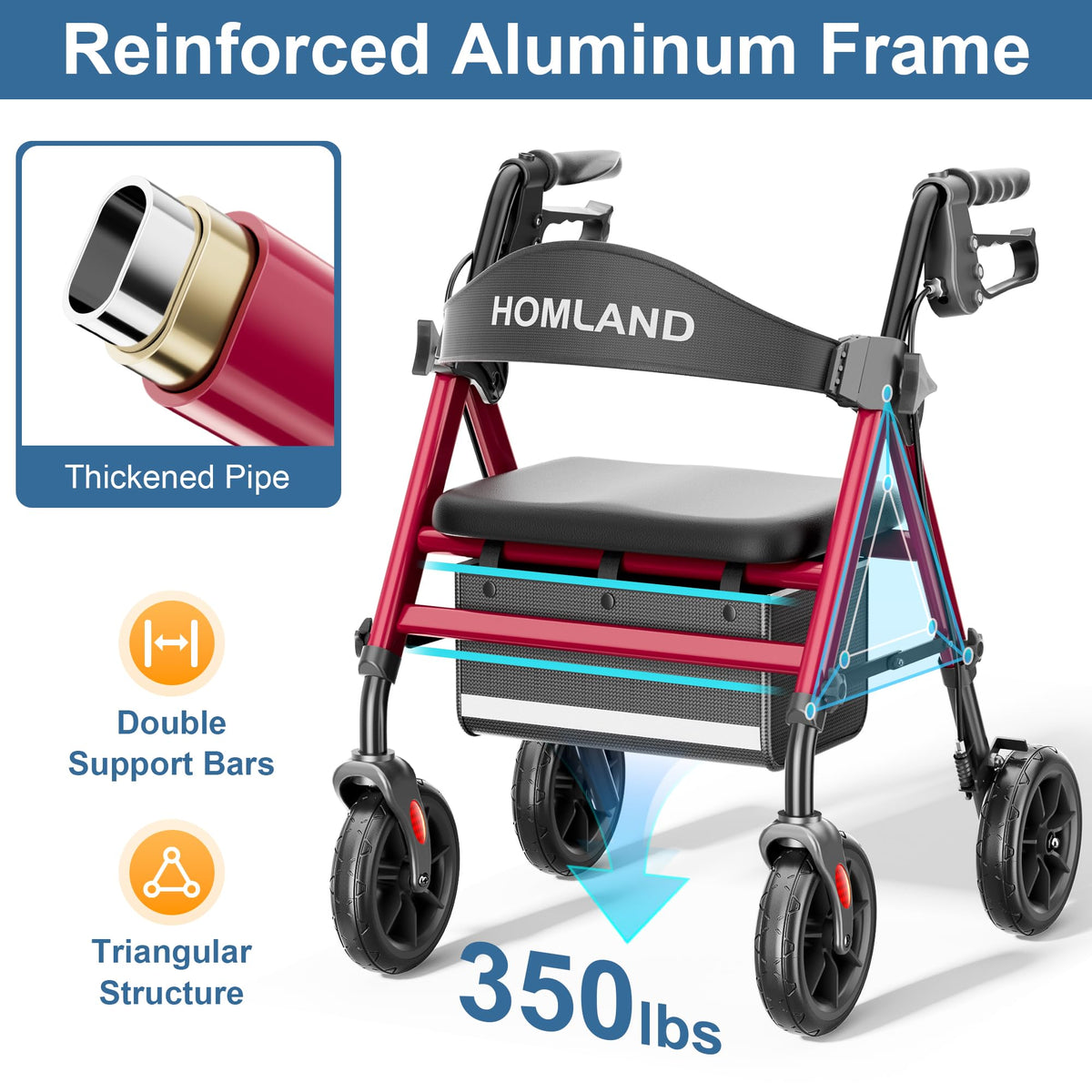 Foldable Walker with Seat, 17lb Lightweight T858