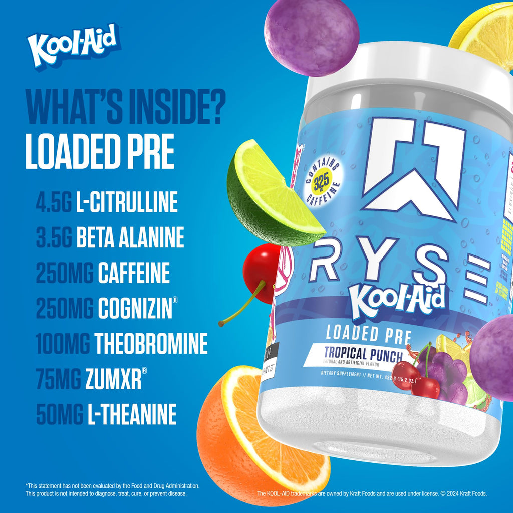 Pre Workout Powder Tropical Punch 300mg Caffeine 30 Servings T139