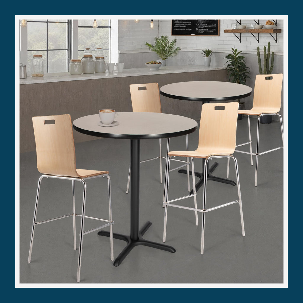 Round 36 in Diameter 42 in Bar Height Black Frame Gray Laminate Cafe Table Q66883