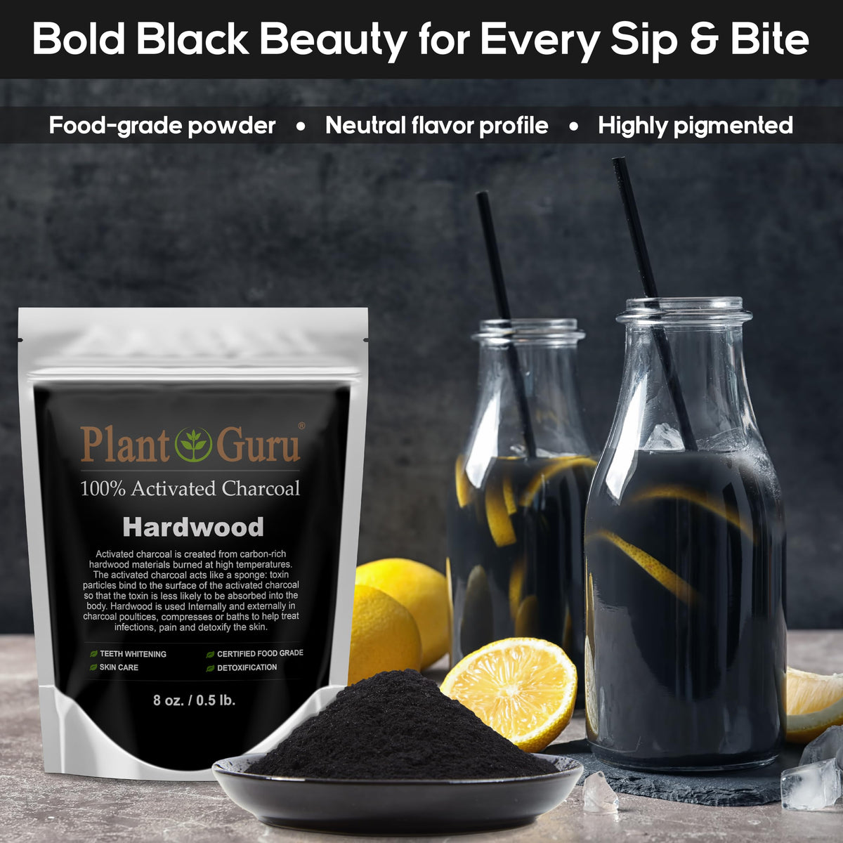 Activated Charcoal Powder 1 lb. Jar Food Grade Kosher Non-GMO S68638