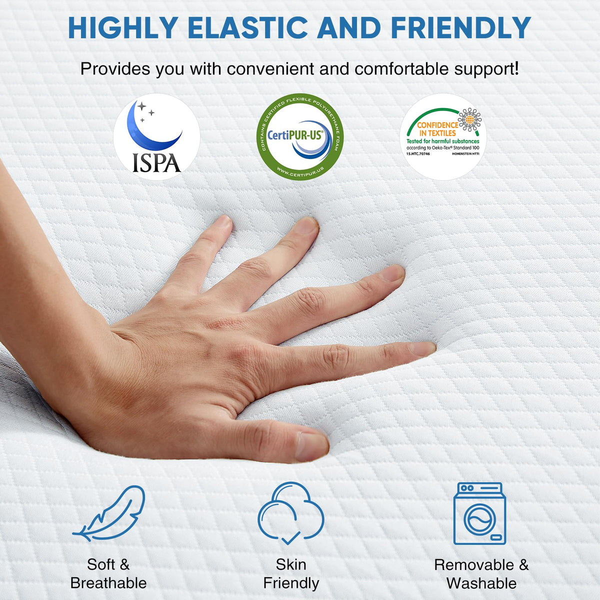 Twin Memory Foam 3 inch Folding Topper with Washable Cover G225