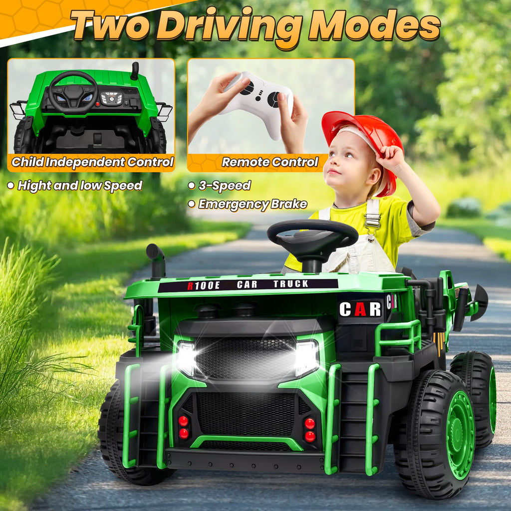 Green 24V Ride On Dump Truck with Electric Dump Bed T13323