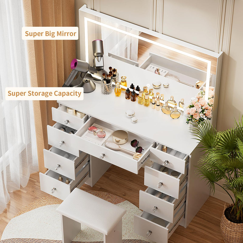 Vanity with Lighted Mirror and 9 Drawers N5687