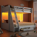 Twin Over Full Bunk Bed with Storage Shelves Q1694