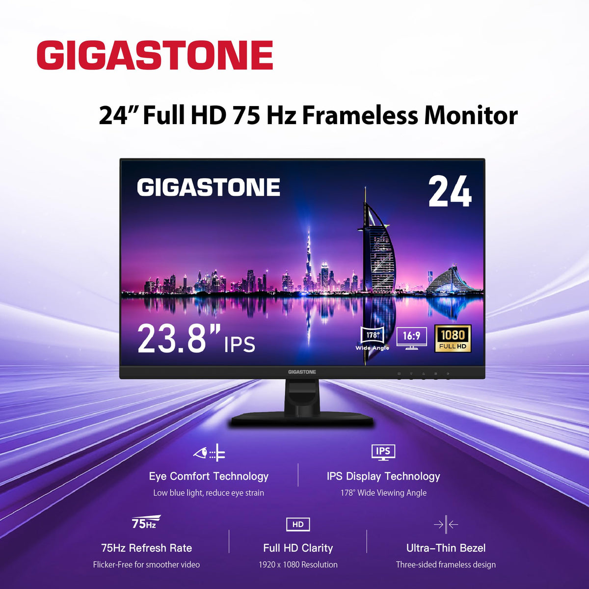 24 inch IPS LED Monitor 2-Pack 75Hz FHD Frameless O95035