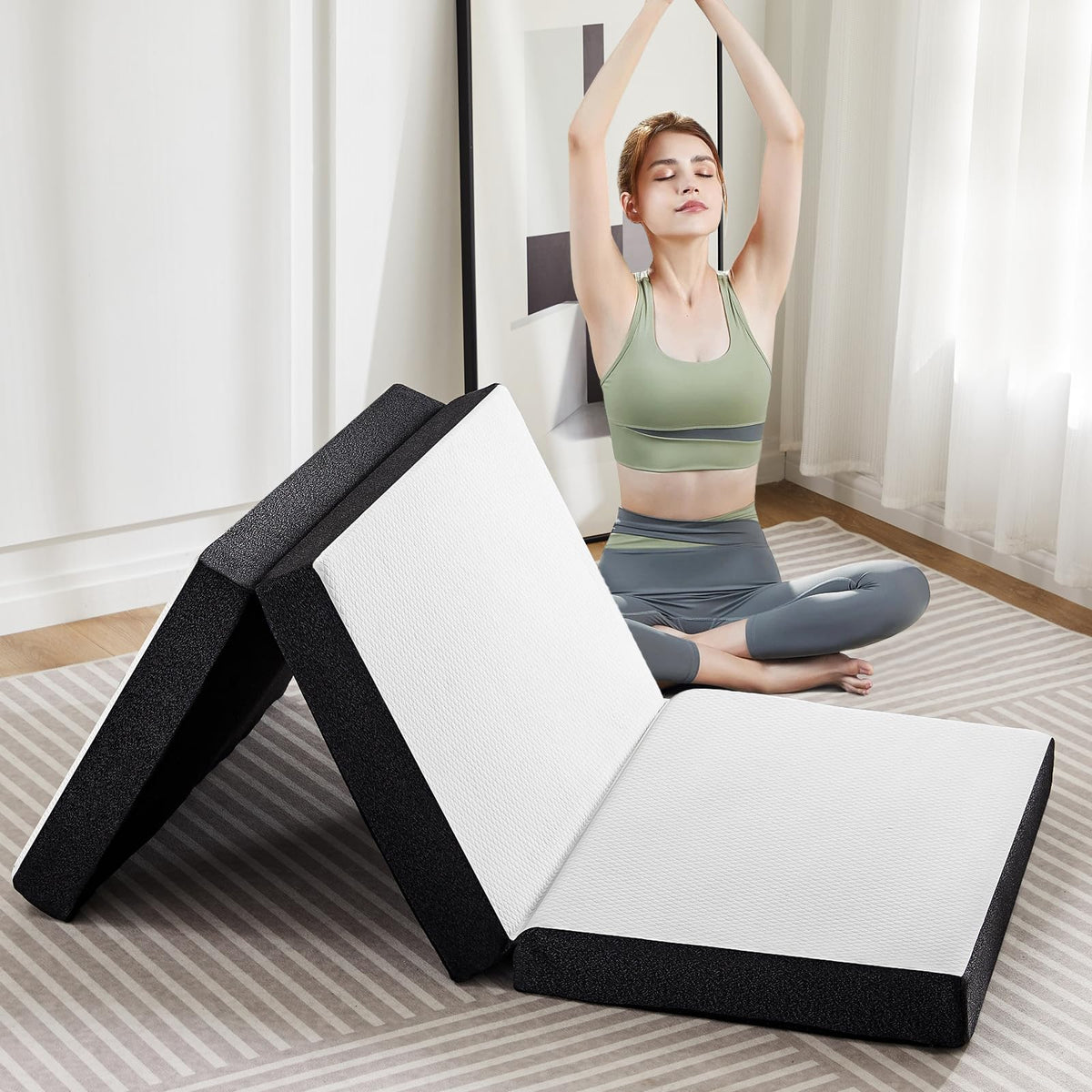 Twin Memory Foam 3 inch Folding Topper with Washable Cover G225