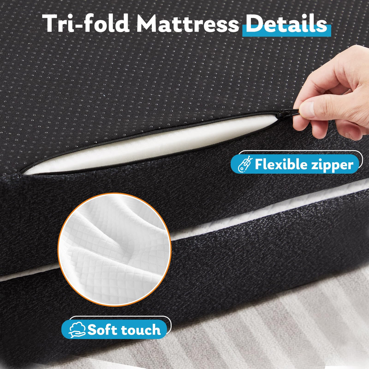 Twin Memory Foam 3 inch Folding Topper with Washable Cover G225