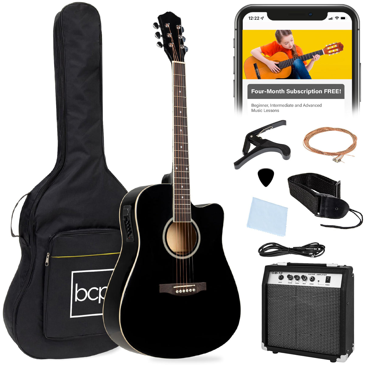 41in All Wood Cutaway Acoustic Electric Guitar Starter Set M84801
