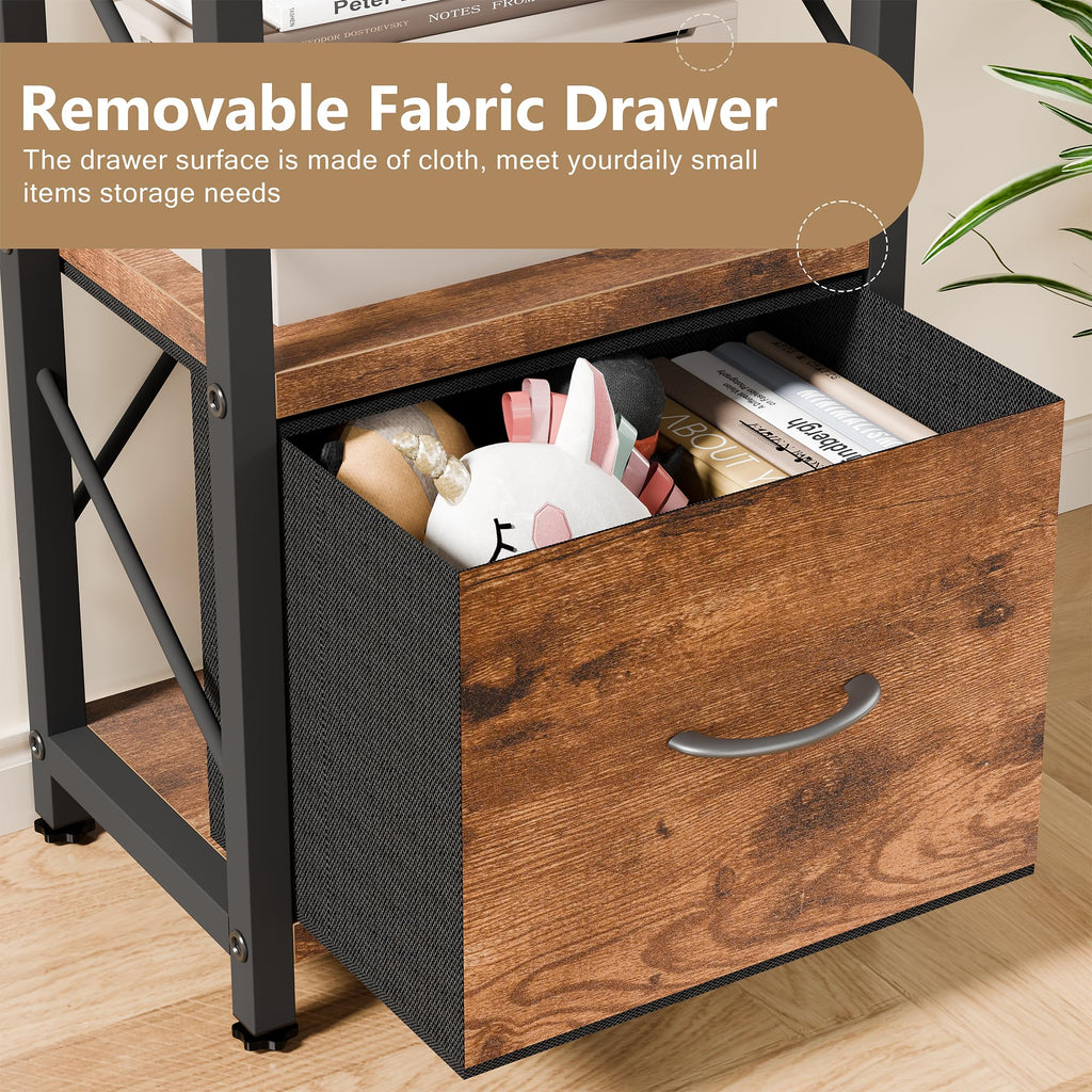5 Tier Bookshelf with Drawer W25046