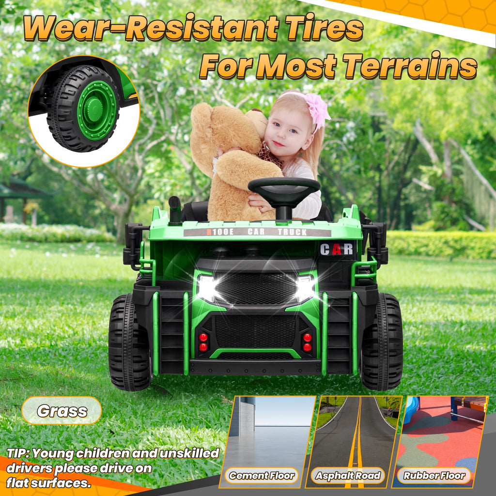 Green 24V Ride On Dump Truck with Electric Dump Bed T13323