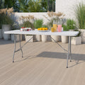 6-Foot Granite White Plastic Folding Table J1995