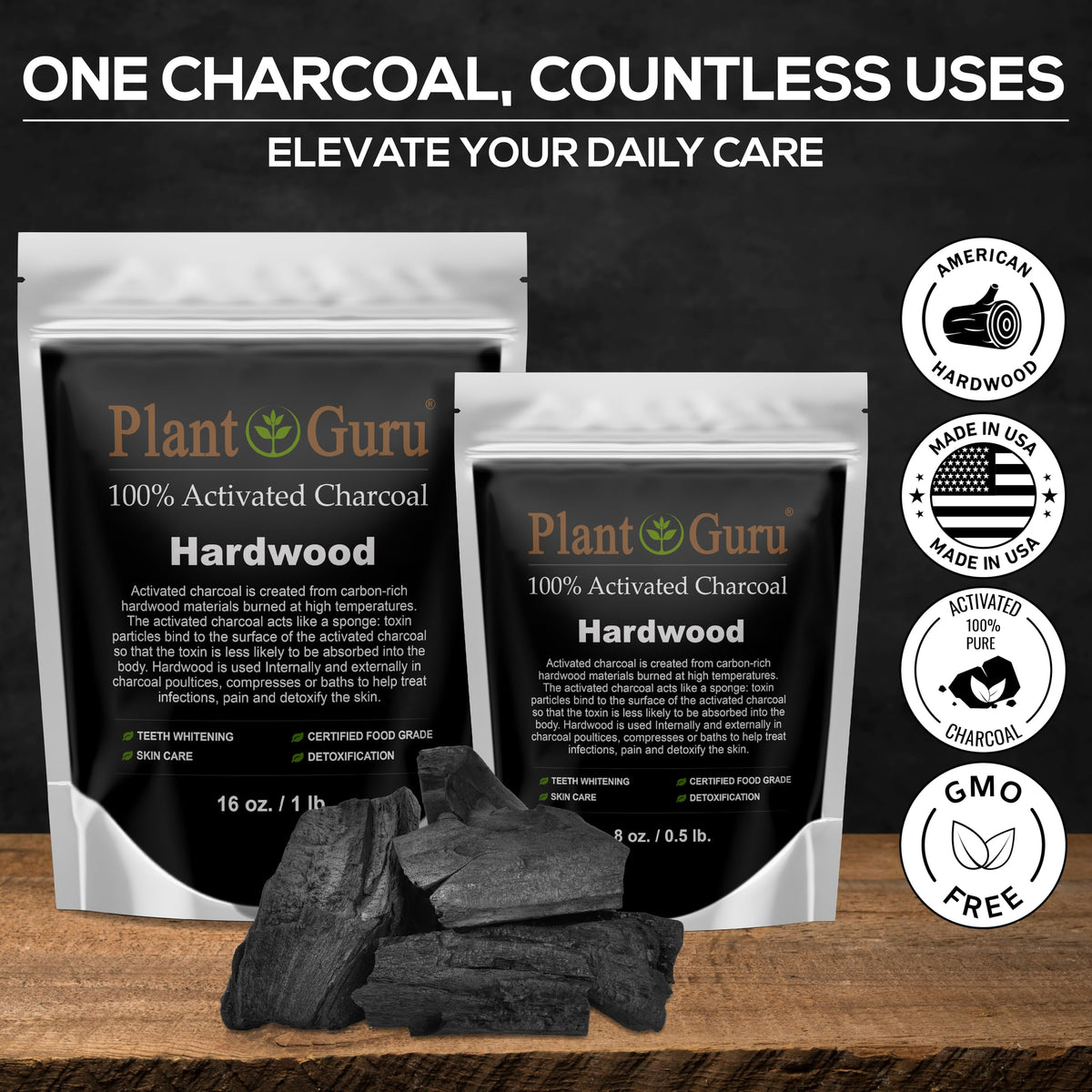 Activated Charcoal Powder 1 lb. Jar Food Grade Kosher Non-GMO S68638
