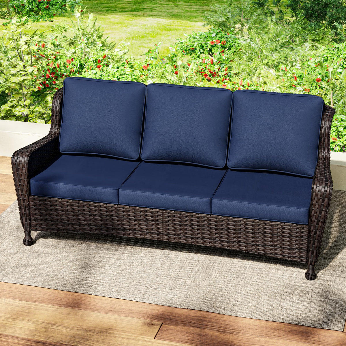 3-Seater Wicker Sofa with Removable Cushions E495
