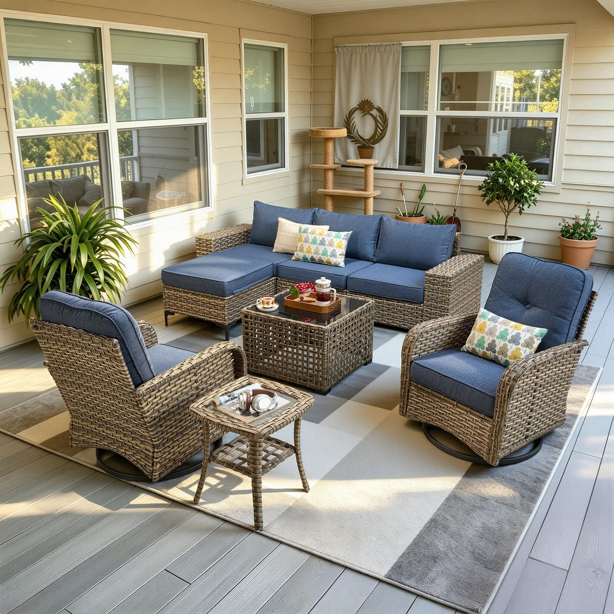 8 Piece Wicker Outdoor Sectional Sofa Set E289862