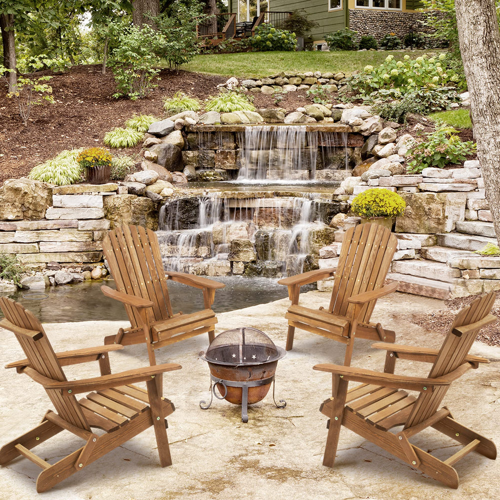 Folding Adirondack Chair Set of 2 Solid Cedar Wood T356930