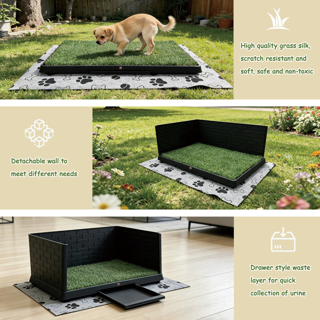 Dog Grass Pad with Tray, 30" X 20", with 2 Reusable Grass Pads P3664