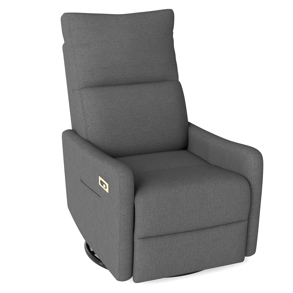 29" Electric Power Swivel Rocking Recliner Chair Dark Gray D69891