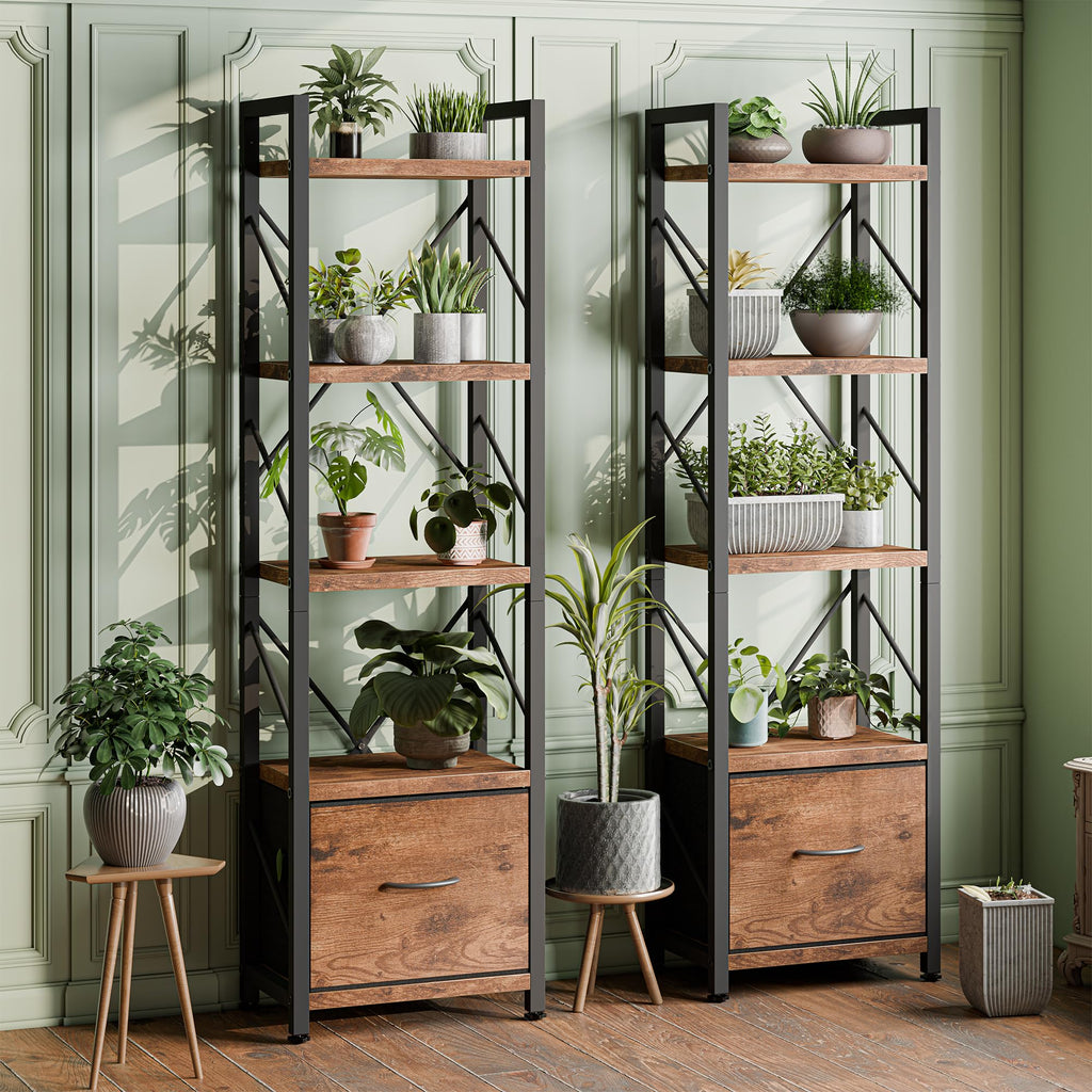 5 Tier Bookshelf with Drawer W25046