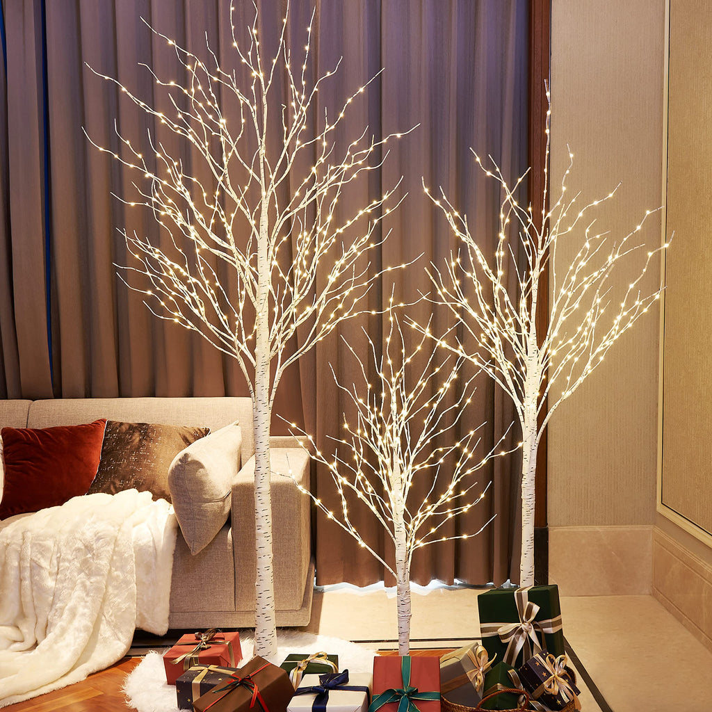 Lighted Birch Twig Tree with Fairy Lights, Pack of 3 Warm White M800440