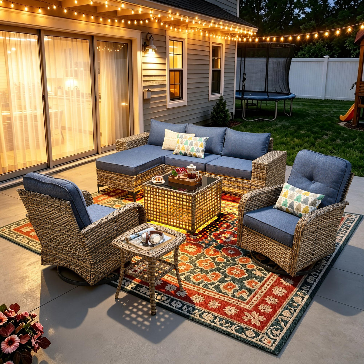 8 Piece Wicker Outdoor Sectional Sofa Set E289862