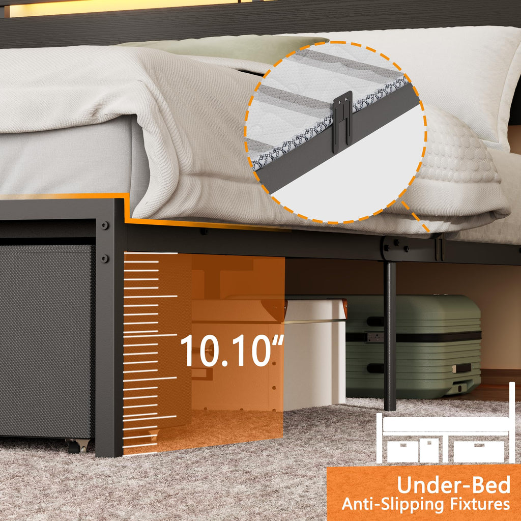 Full Size Bed Frame with Wood Headboard and Storage Drawers A17296